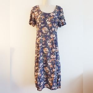 Vintage Jonathan Martin Floral Midi Dress Cottagecore Medium